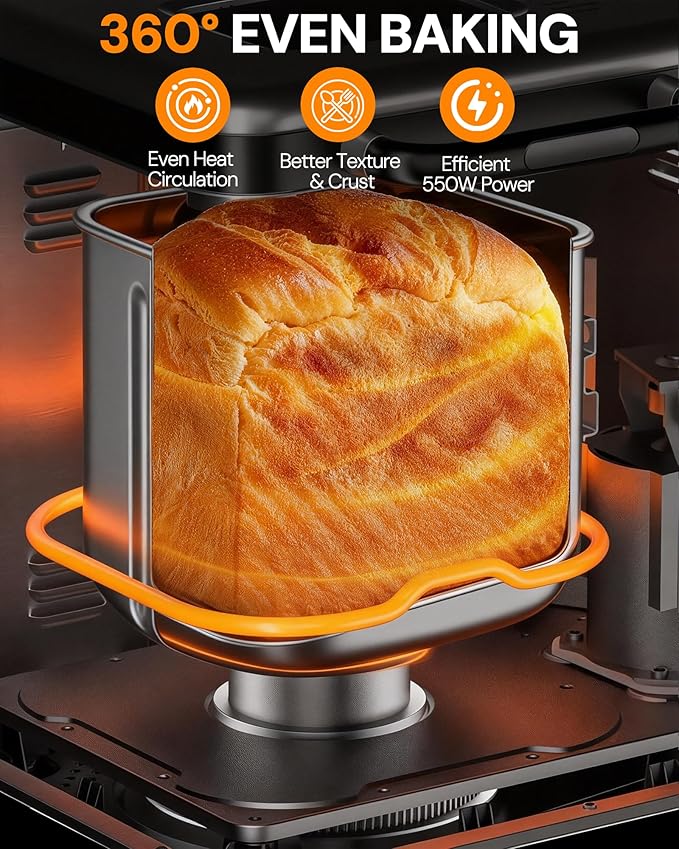 Bread Maker, 2LB Stainless Steel Bread Machine, 17-in-1 Automatic Settings, Non-Stick Pan, Beginner-Friendly Controls, Easy to Clean, Low Noise, High Success Rate for Homemade Bread
