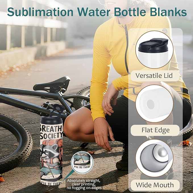 24 Pack 20 Oz Sublimation Tumbler Bulk Straight Skinny, Sublimation Water Bottle Blanks with Flip Straw Lid, Insulated Stainless Steel Dual Opening Blank Bottles Cups for Heat Transfer Diy