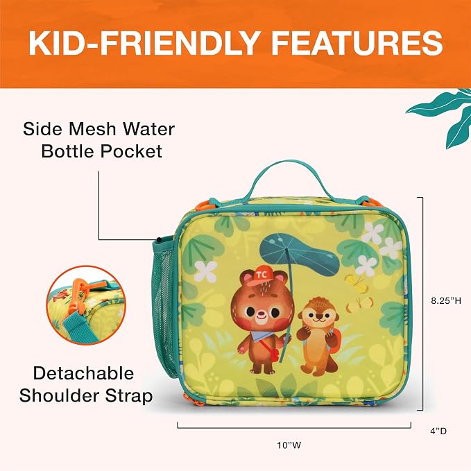 Traveler's Choice Kids JoJo the Bear's School Adventure, Jungle, Lunch Bag (8.5 x 10 x 4)
