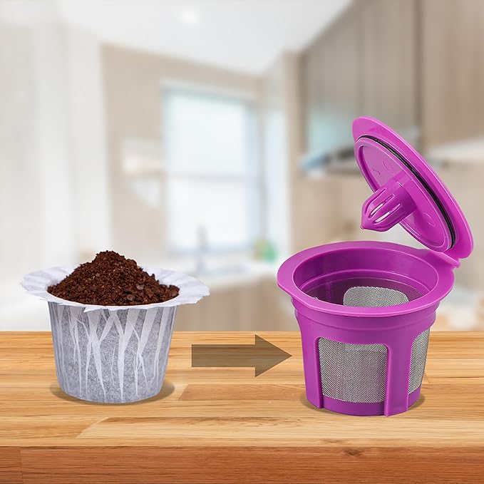 Irmidi 2 Pack Reusable K Cup Coffee Pods Fit all K Cups with 600 Count Disposable Coffee Filter Compatible with Single Serve Coffee Maker 2.0 & 1.0