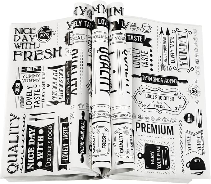 Wax Paper Sheets Deli Newsprint Food Basket Liners 8.3 x 9.8 in Sandwich Wrapping Paper Grease Resistant Waterproof Wrapping Tissue Hamburger Picnic Tissue for Baking Kitchen