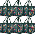 BALEINE 6Pk Reusable Grocery Bags, Foldable Shopping Bags for Groceries with Reinforced Bottom & Handles (Blossom Season)