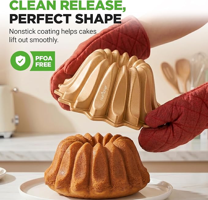 NutriChef 9 Inch Cake Pan - 7 Cups Die-Cast Aluminum Cake Mold for Baking - Sloped Edges for Uniform Baking, Nonstick for Easy Release and Even Bake, Durable Design, Ideal for Desserts and Casseroles