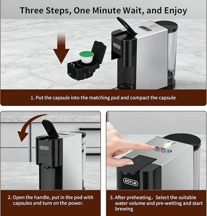 5 in 1 Single Serve Coffee Maker for K-Cup Pods, Nespresso Original, Dolce Gusto, ESE 44mm and Ground Coffee, 19 Bar Espresso Coffee Machine with Fast Brewing for Home Kitchen Office, Classic