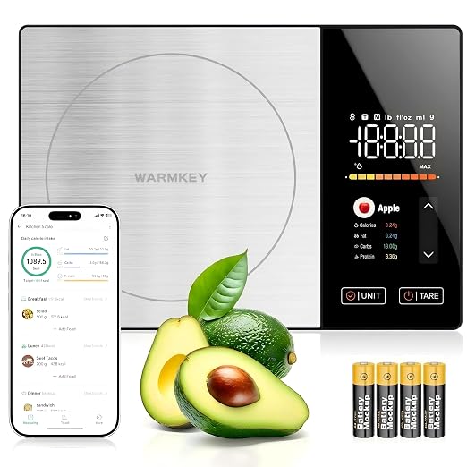 Smart Nutrition Food Scale with App, Color TFT Display for Calorie & Macro Tracking, Tracks 24 Nutrients, 1g/0.1oz Precision, 11lb/5kg Digital Kitchen Scale for Weight Loss, Keto & Meal Prep