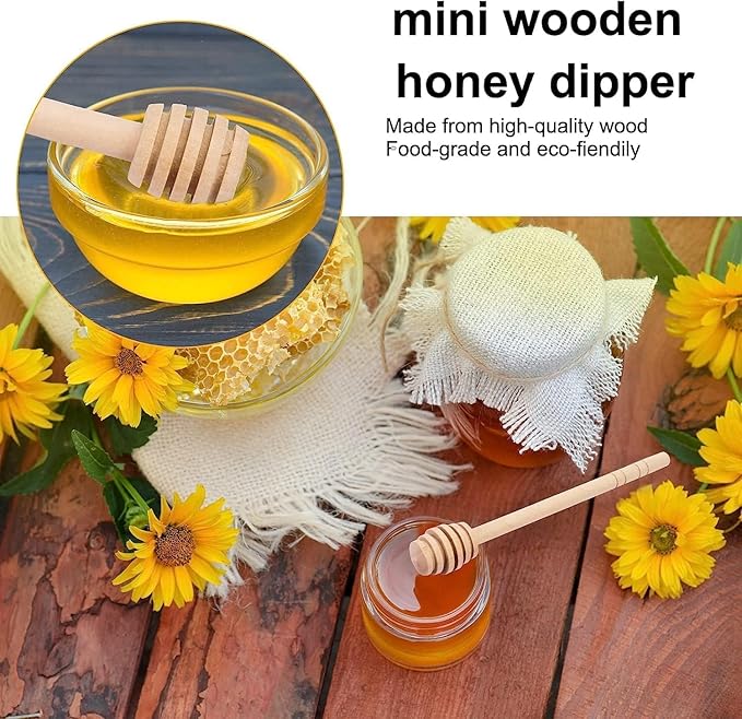 10Pcs 6 Inch Honey Dipper Sticks - Wooden Honey Dipper, 6 Inch Mini Honeycomb Stick, Honey Stirrer Stick for Honey Jar Dispense Drizzle Honey and Wedding Party Present
