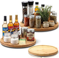 Novabright 3 Set 12'' 10'' 9'' Bamboo Lazy Susan Rotating Turntable Organizer Wooden 360 Degree Large Kitchen Tray for Counter Pantry Spice Pepper Olive Oil Table Organization and Storage