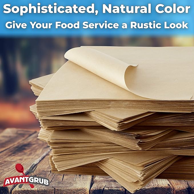 Eco Friendly, Grease Proof 12" x 12" Deli Wrap 2000 Pk. Best Kraft Food Wrapping Paper Sheets for Picnic, Festival, Fair or BBQ. Perfect Liner for Tray, Basket or Boat. Quality Bulk Restaurant Supply