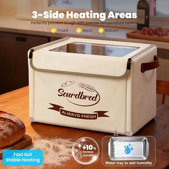 Extra Large Folding Bread Proofing Box, Dough Proofer 68-104°F Temp Control 1-48H Timer, Sourdough Starter Warmer with Metal Rack, Foldable Proofing Basket for Baking Pizza Yogurt Soften Butter Choc