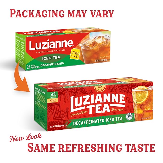 Luzianne Decaffeinated Iced Tea Bags, Family Size, 24ct Box (Pack of 1)