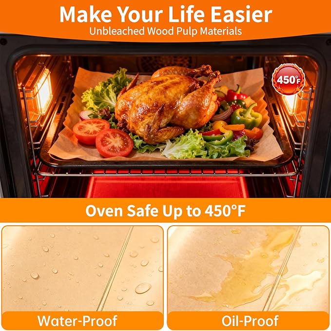 Unbleached 15x350 ft Parchment Paper Roll, 437 Sq.Ft, Non Stick Brown Extra Long Baking Paper Sheets with Serrated Cutter for Cooking, Baking, Grillin, Steaming Bread Cookies, Oven/Air Fryer/Microwave