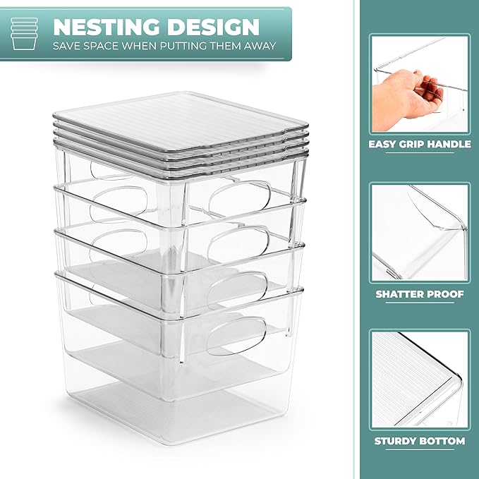 Sorbus Small Clear Plastic Storage Bins with Lids, Clear Stackable Storage Bins, Clear Toy Storage Bins, Clothes, Medicine, Makeup, Closet, Art Supply, Bathroom, Shoe, Toy Storage Organizer (2 Pack)
