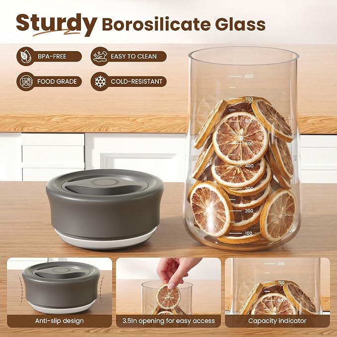 OURCABECUE Wide Mouth Mason Jar 27 oz, 2026 Upgrade 90° Rotating Lid Glass Storage Jar, Food Grade Overnight Oats & Yogurt Jar, Dry Snacks Candies jar