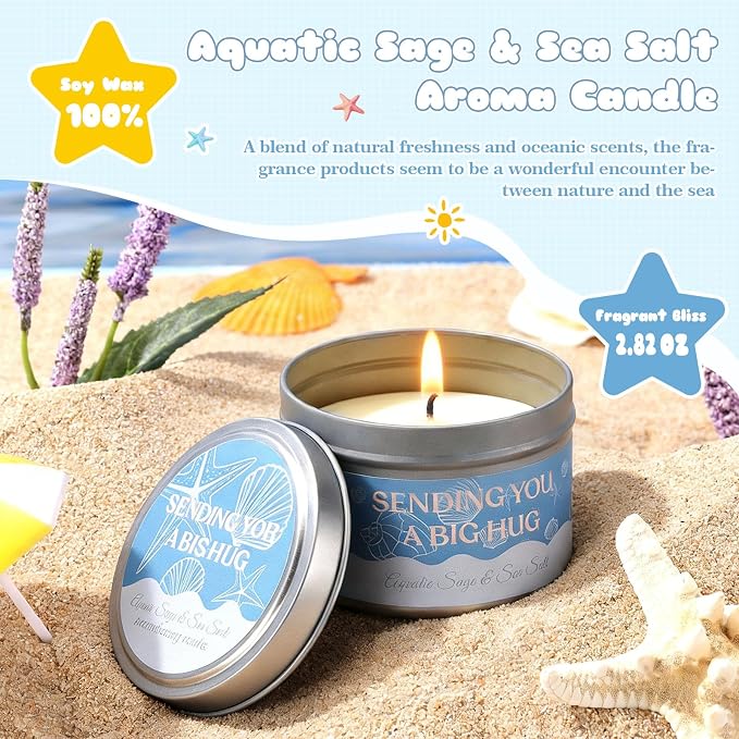 Self Care Gifts for Women,Ocean Birthday Gifts for Women,Spa Care Package | Blue Gift Box,Beach Gift Basket,Relaxation Spa Gifts Set for Women,Get Well Soon Gift,For Mom,Wife,Sister,Her,Best Friend