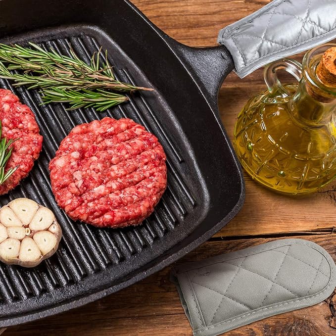 Patelai 4 Pcs Cast Iron Skillet Handle Covers, Pot Handle Covers Heat Resistant, Hot Pan Sleeve Skillet Mitt Holder Non Slip for Kitchen Cooking BBQ and Baking Cookware Tools