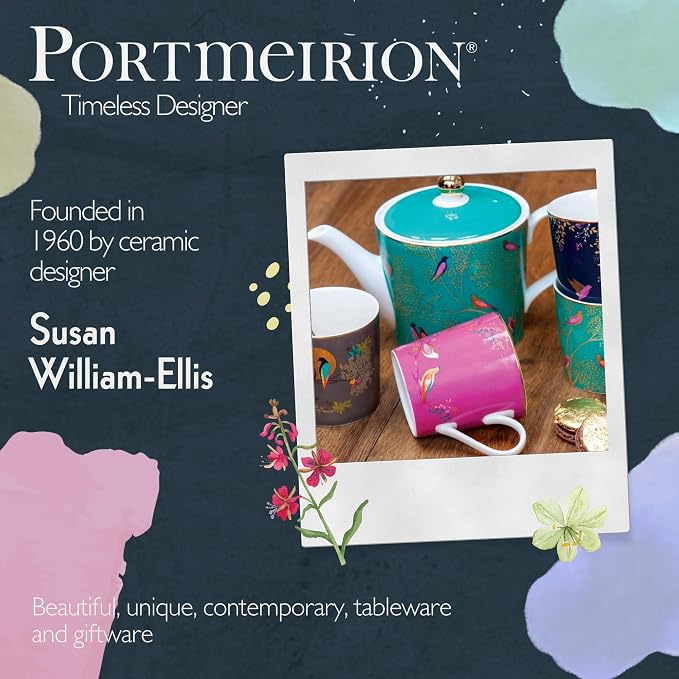 Portmeirion Sara Miller London Chelsea Mug, Pink | 12 Oz Cup for Drinking Tea, Coffee, and Hot Cocoa | Made from Fine China with Gold Detail | Handwash Only