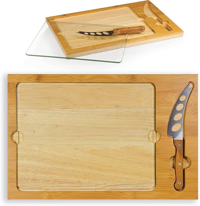 PICNIC TIME NHL unisex-adult NHL Icon Glass Top Cutting Board & Knife Set