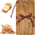 Bread Slicer and Bow Knife Set with Wooden Cutting Board, 8 Inch Serrated Steel Bread Knife for Sourdough & Homemade Bread, Ergonomic Handle with Matching Crumb Tray, Ambidextrous Design