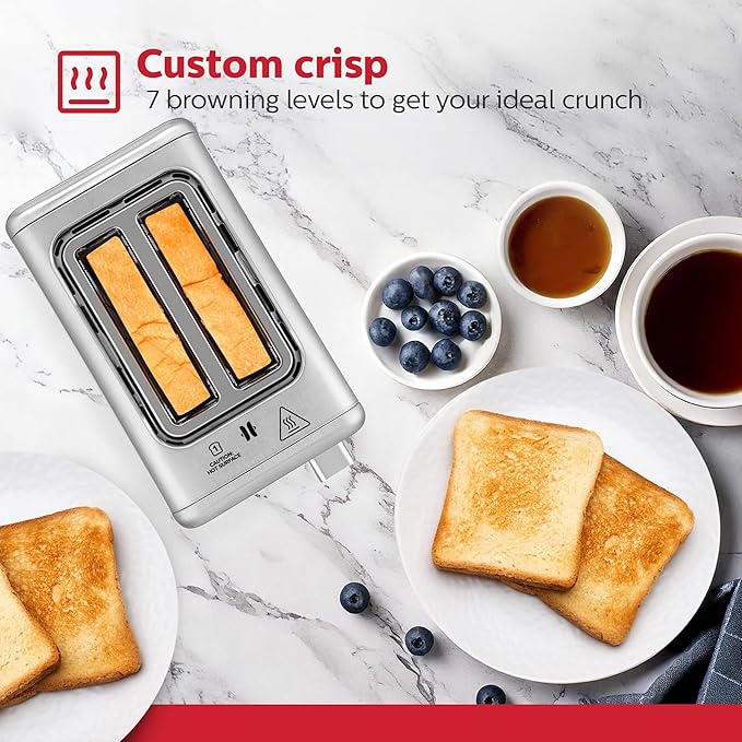 Holstein Housewares 2-Slice Digital Toaster – Extra-Wide Slots, LED Display, Countdown Timer, Reheat, Defrost, Cancel & High-Lift Release – Compact Toaster with Removable Crumb Tray, Silver & Black