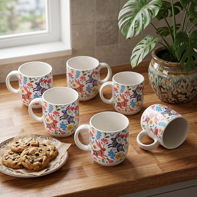 Servo Best Handmade Ceramic Coffee Mugs Set Of 6, 8 Oz Mug with Handle for Hot Beverages, Porcelain Cups for Latte, Hot Tea, Cappuccino, Milk, Cocoa, Microwave & Dishwasher Safe, Gift for Housewarming