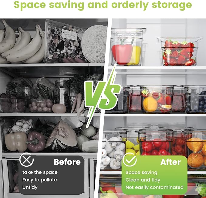 12 Pack Plastic Food Pan with Lid 1/6 Size 4 Inch Deep Restaurant Clear Food Storage Containers Polycarbonate Commercial Hotel Pans for Fruits Vegetables Beans Corns (12 PCS, 4'' Deep)