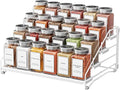 BOIVSHI Tiered Spice Rack, 4 Tier Spice Shelf Organizer for Cabinet, Spice Rack Organizer, Depth Adjustable Seasoning Rack Organizer for Cabinet, Countertop, Pantry, Metal, White (1 Pack)