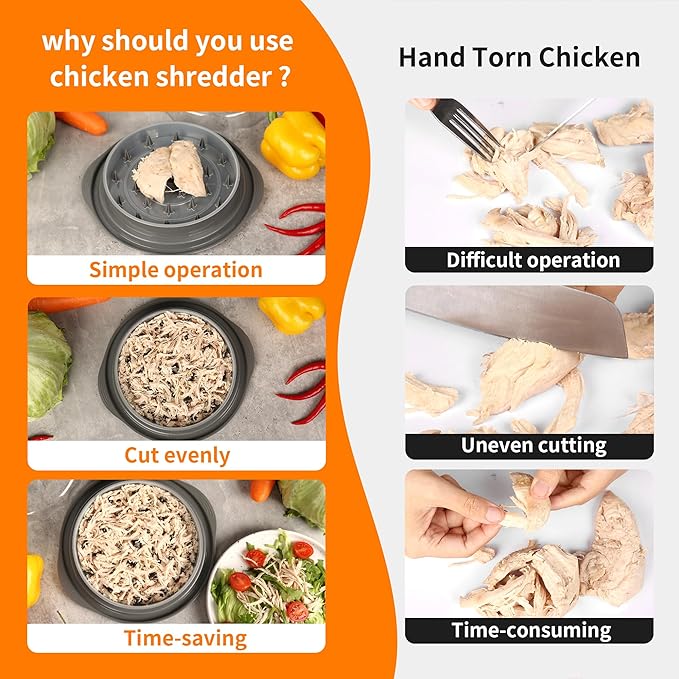Chicken Shredder Tool Twist Large bundle with 48 Sharp Needle blade Meat Tenderizer, Kitchen Scissors, Brush (4 Items) - Heavy Duty Stainless Steel, Ergonomic, Anti-Slip, Dishwasher Safe & BPA Free