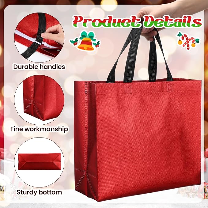 Eccliy Reusable Gift Bags Set Glossy Grocery Gift Tote Bag with Handle for Wedding, Bridal Shower, 4th of July, Summer Event(12 x 11 x 4.7 I Inch,Multicolor,80 Pcs)