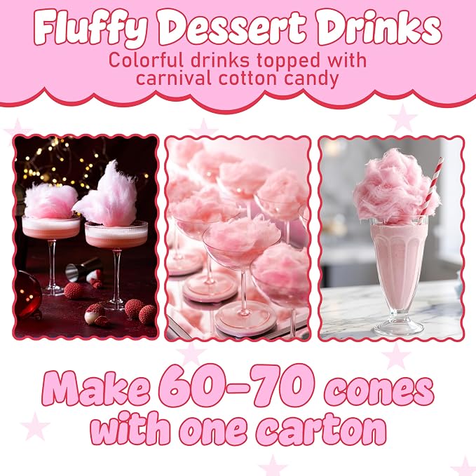 Perfectware -Concession Essentials Pink Vanilla Cotton Candy Mix – Ready-to-Use Floss Sugar for Cotton Candy Machines – Makes 60–70 Cones – 3.25 lb Carton – Carnival Style Cotton Candy Sugar