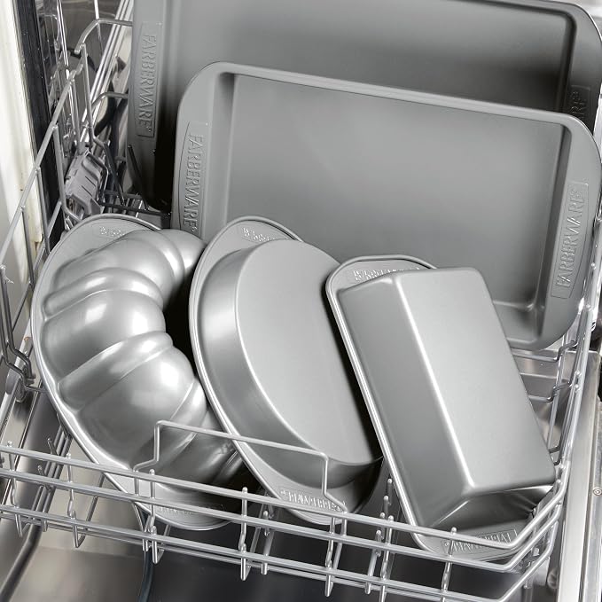 Farberware Nonstick Bakeware 3-Piece Cookie Pan Set, Baking Sheet Set, Gray