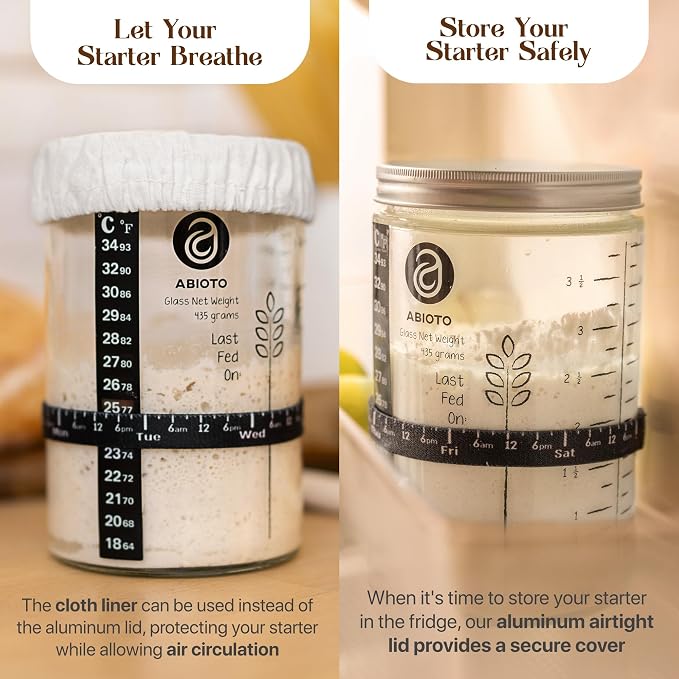 Sourdough Starter Kit with 10" Round & 11" Oval Banneton Proofing Basket and 34oz Starter Jar - Beginner-Friendly Sourdough Bread Baking Supplies and Baking Gifts for Women, Men, and Bread Bakers