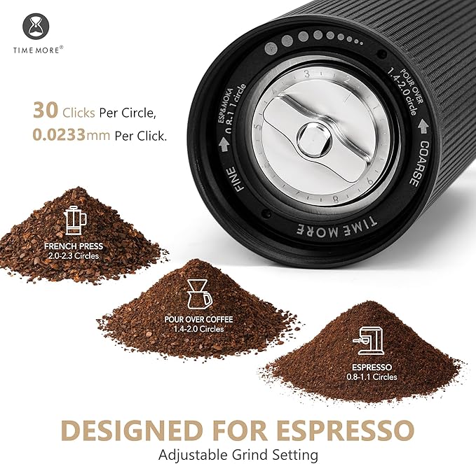 TIMEMORE Manual Coffee Grinder Chestnut C3 ESP Pro, Hand Coffee Grinder, Stainless Steel S2C Conical Burr Coffee Grinder with Foldable Handle, Adjustable Grind Setting for Espresso - Black