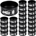Sunnyray 25 Pcs 4 Inch Springform Pan for Baking Mini Cheesecake Pans with Removable Bottom Nonstick Leakproof Round Cake Mold Spring Form Molds for Mini Cheesecake Pizza and Quiches (Black)