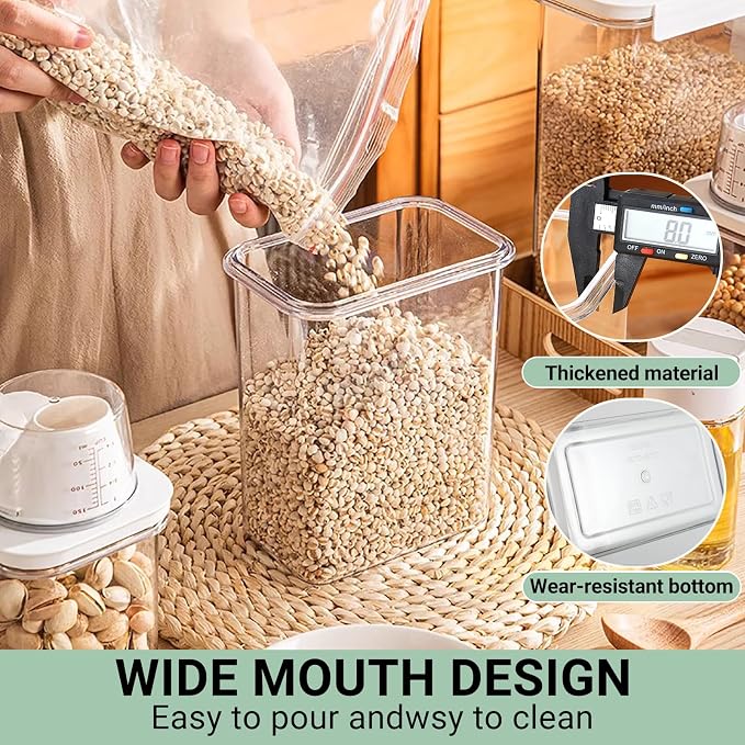 Rice Storage Dispenser And Cereal Container -Airtight Food Storage Organizers BPA-free Plastic Kitchen Pantry Storage Containers food-grade PET material Suitable for rice, grains