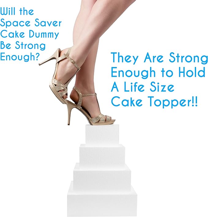 Silverlake 5-Tier Square Cake Dummy Set - Nesting 4" H x 4,6,8,10 & 12" W Blocks for Styrofoam Baking Display Projects