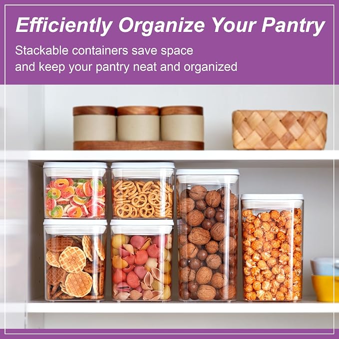 Amazing Abby - Carol - 112-Ounce Acrylic Canister (Set of 3), Plastic Airtight Food Container, Stackable for Pantry Storage, BPA-Free and Shatter-Proof, Perfect for Home and Commercial Use