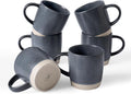 famiware Coffee Mugs Set of 6, Milkyway 13 oz Mug Set, Ceramic Cup Set with Handle for Coffee, Tea, Cocoa, Milk, Matte Dark Charcoal