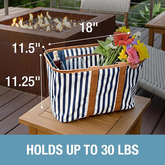CleverMade Collapsible LUXE Tote, 30L Foldable Grocery Shopping Bag, Reusable