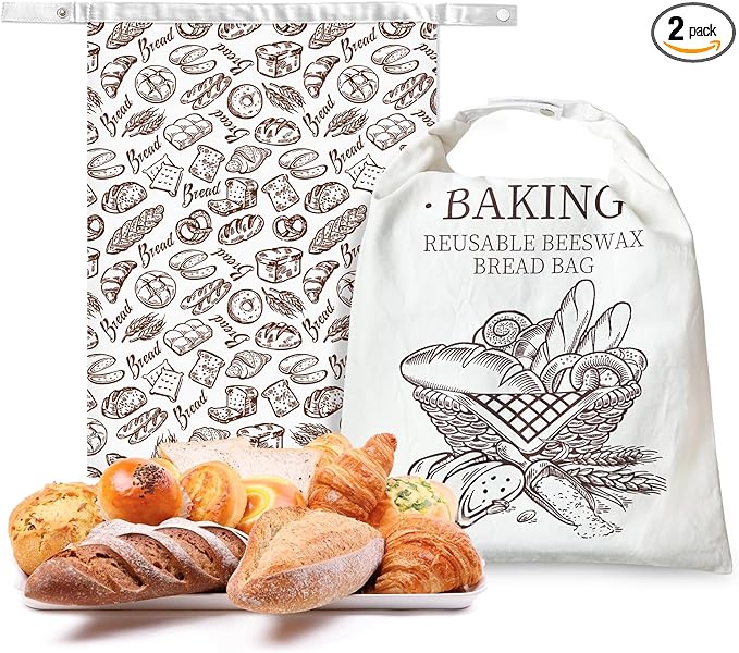 Reusable Beeswax Bread Bags,Beeswax Lined Bread Bags for Sourdough