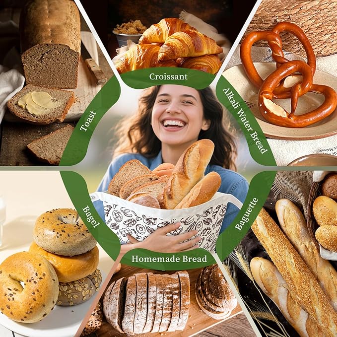 Reusable Beeswax Bread Bags,Beeswax Lined Bread Bags for Sourdough