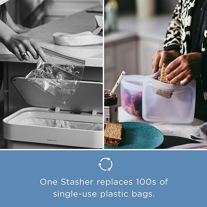 Stasher Silicone Reusable Storage Bag, 1-Cup Bowl, Reusable Freezer Bags, Microwave, Dishwasher, Oven Safe, Sous Vide, Premium Lunch Container, Eco Friendly, Food-safe Silicone Snack Bag, 8 oz, Blue | Reusable Food Bag