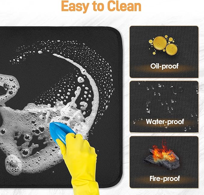 Heat Resistant Mat for Air Fryer, 15 x 18in Heat Resistant Mat for Countertop, Fireproof Silicone Countertop Protector Appliance Slider Hot pod for Air Fryer, Coffee Maker, Toaster, Oven (Black)