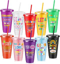Uiifan 10 Pcs VBS Christian Cups for Kids Bulk, Reusable Plastic Tumblers with Lids and Straws, Bible Verse Cups for Sunday School, VBS, Church Events, Classroom Rewards, Kids Party (Multicolor)