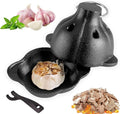 Cast Iron Garlic Roaster with Handle, Mini Cast Iron Smoker, Garlic Roaster for Oven, Used in the Kitchen Oven or Outdoors on a BBQ Grill Stove