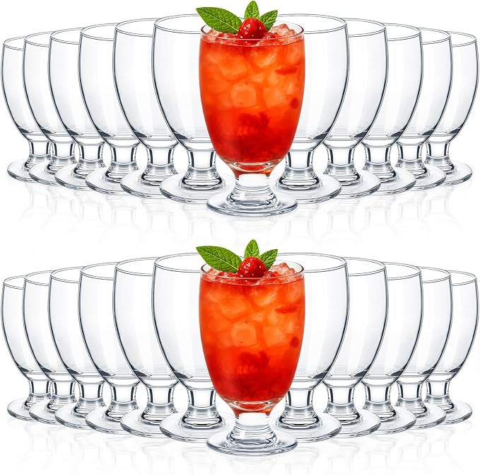 Patelai Set of 24 Water Goblet, 10.5 oz Clear Drinking Glasses Bulk Dishwasher Safe, Stemmed Water Glass for Juice Wine Beer Tea Sangria Cold Beverages, Reusable Glassware for Home Party Restaurant