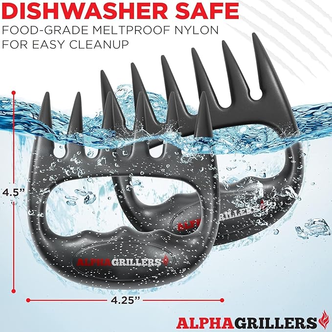 Alpha Grillers Instant Read Meat Thermometer for Cooking Grill and BBQ Griddle with Meat Shredder Claws