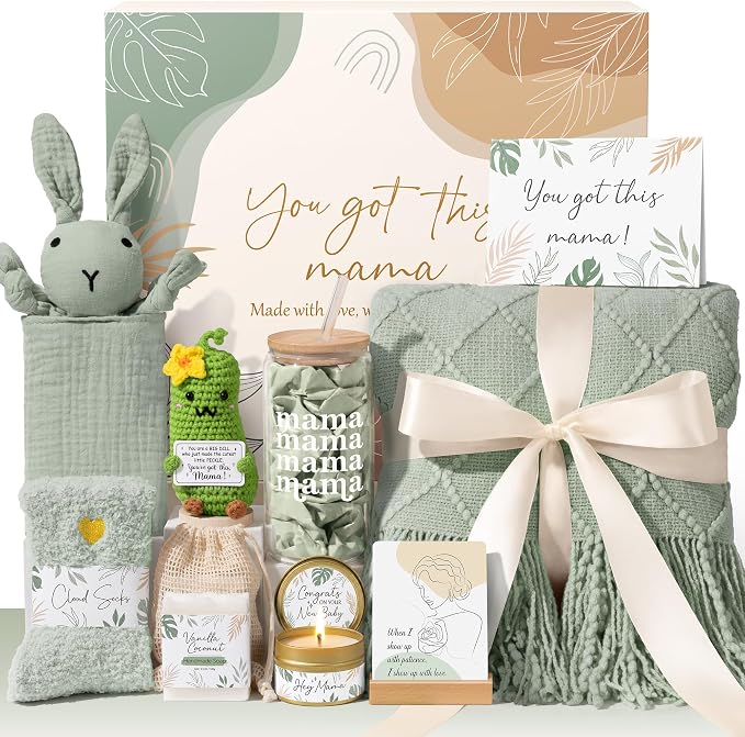 New Mom Gifts for Women Care Package, Postpartum Gifts for New Mom After Birth Essentials Kit, Pregnancy Gifts for Expecting Pregnant First Time Mom To Be Gift Basket, Gender Reveal Gift Push Presents
