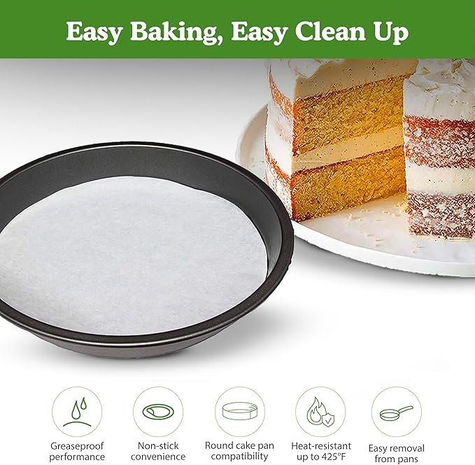 Regency Wraps Parchment Paper Circles For Round Cake Pans, Greaseproof Liners for Non-Stick Baking, 9" (Pack of 100), White