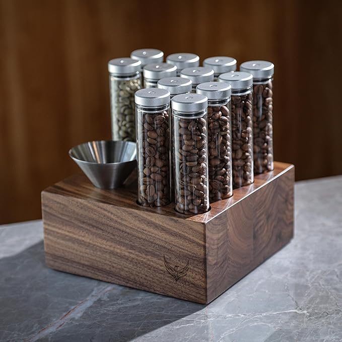 Coffee Bean Cellar and Dosing Cup Set Single Dose Coffee Bean Storage with Espresso Dosing Cup and Coffee Spritzer