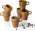 Ceramic Coffee Mug, Stackable Mug 3.3 OZ Coffee Mugs, Espresso Cups, Mugs Set of 6 for Latte Milk Hot Chocolate, for Men Women Kids, Ideal for Home Restaurant Daily Use & Holiday Gifting, Brown
